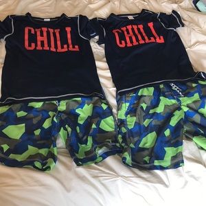 Gymboree rash guards and camouflage swim suits